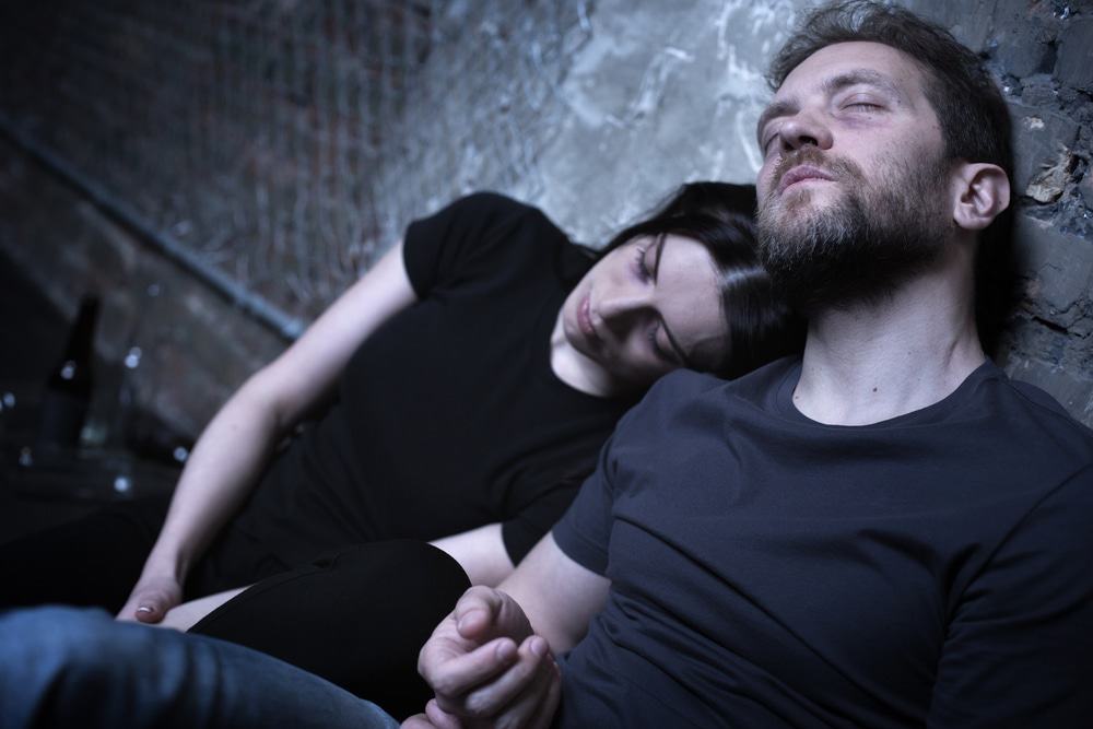 man and woman sleeping after cocaine crash